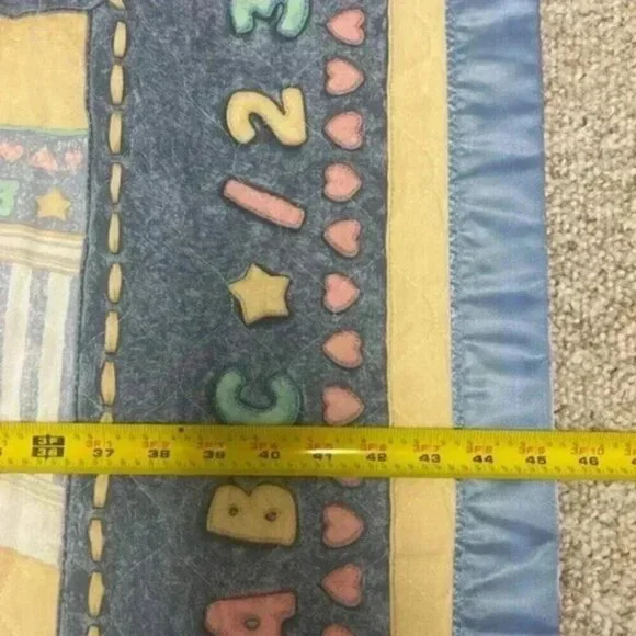 Vtg Teddy Beddy Bear Crib Comforter Baby Blanket  Pink And Blue w/ Ruffle 34x45 - Picture 5 of 6